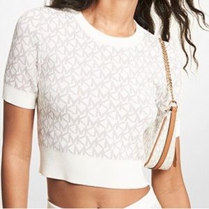 MICHAEL KORS
Logo Jacquard Short-Sleeve Sweater, new with tag